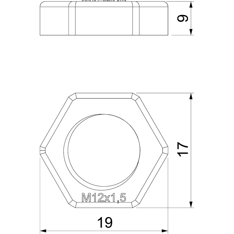Locknut, metric thread, light grey, M12