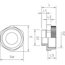 Intermediate expansion connector, metric thread
