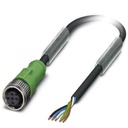 Sensor cable - 5-positions, PUR halogne-free, black-gray RAL 7021, free cable end, straight M12, coding A