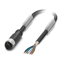 Sensor cable - 5-positions, PUR halogne-free, black-gray RAL 7021, shielded, free cable end, straight M12, coding A 